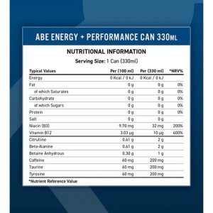 ABE – Energy & Performance Pre Workout Cans | Pack 12 cans