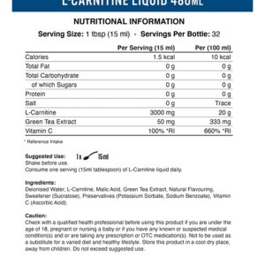 L Carnitine 3000 Liquid – Applied Nutrition | 32 Servings