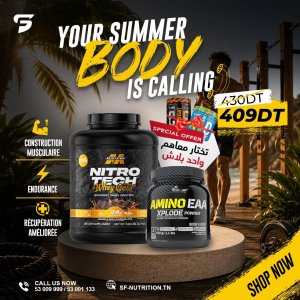 Nitro-Tech Whey Gold + Olimp Amino EAA Xplode Powder + 1 Cadeau au Choix Offert Olimp Sport Nutrition Tunisie