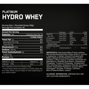 Optimum Nutrition Platinum Hydrowhey 1.6kg – Vanilla