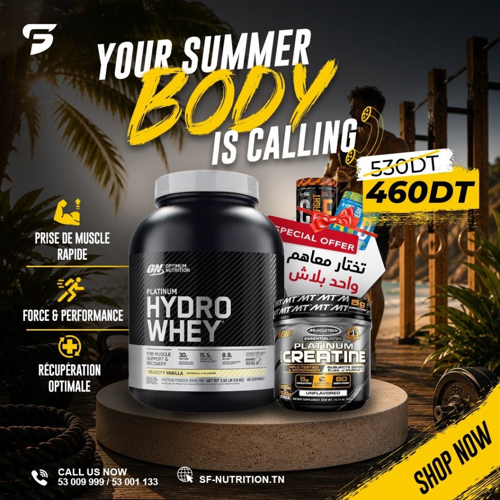 Platinum Hydro Whey + MuscleTech Platinum Creatine + 1 Cadeau au Choix Offert